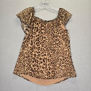 White House Black Market Leopard Off-The-Shoulder Capelet Top Size XS